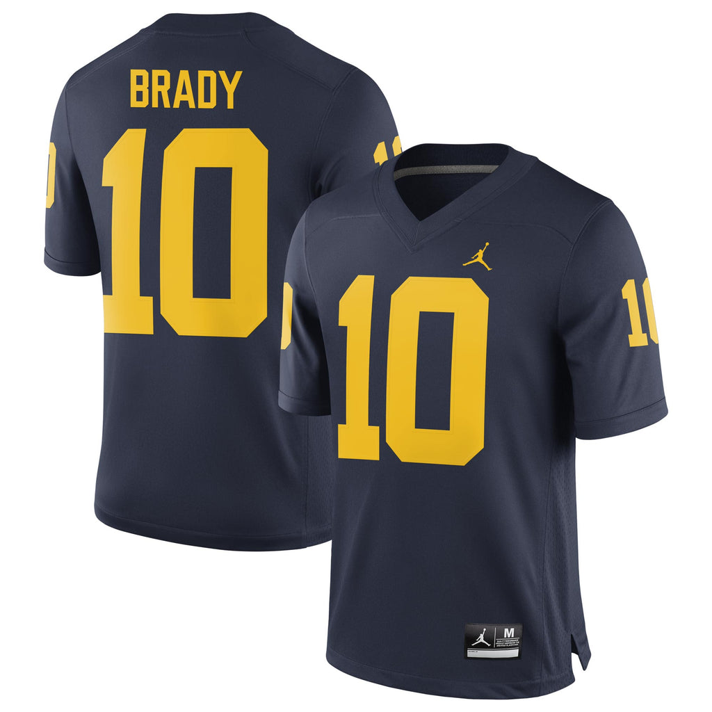 Jordan Men's Michigan Wolverines Tom Brady #12 Dri-Fit Game Football White Jersey, Medium