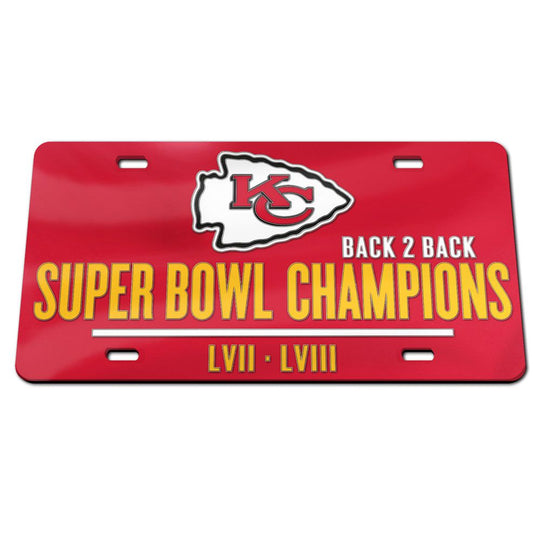 Kansas City Chiefs Super Bowl LVIII Champions Laser Mirror License Plate - Fan Shop TODAY