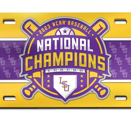 LSU Tigers 2023 NCAA Baseball World Series Champions Laser License Plate - Fan Shop TODAY