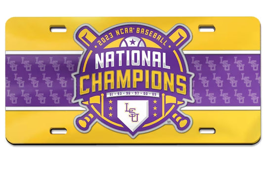 LSU Tigers 2023 NCAA Baseball World Series Champions Laser License Plate - Fan Shop TODAY