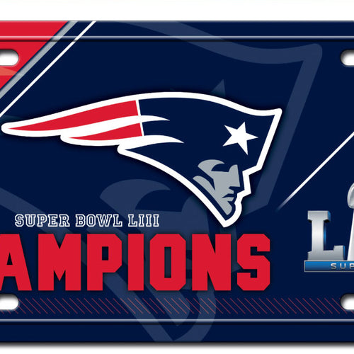 New England Patriots Super Bowl LIII Champions Metal License Plate Auto Tag - Fan Shop TODAY