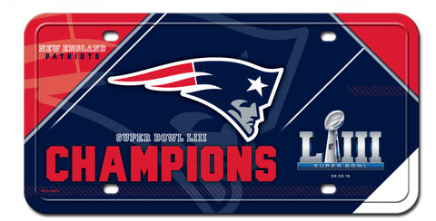 New England Patriots Super Bowl LIII Champions Metal License Plate Auto Tag - Fan Shop TODAY