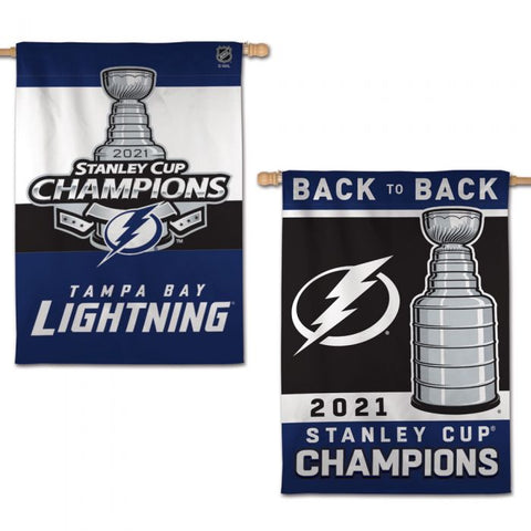Tampa Bay Lightning Back to Back Stanley Cup Champions Vertical Flag 28" X 40" - Fan Shop TODAY