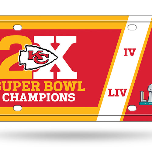 Kansas City Chiefs 2X Super Bowl LIV Champions Metal License Plate Tag - Fan Shop TODAY