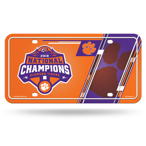 Clemson Tigers 2018 National Champions Metal License Plate Tag - Fan Shop TODAY