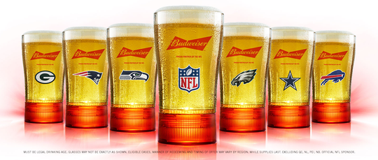 Budweiser Red Light NFL Touchdown Synced Glass 14oz. - Fan Shop TODAY