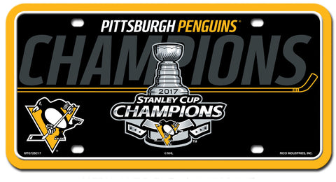 Penguins NHL 2017 Stanley Cup Champions - Metal License Plate - Fan Shop TODAY
