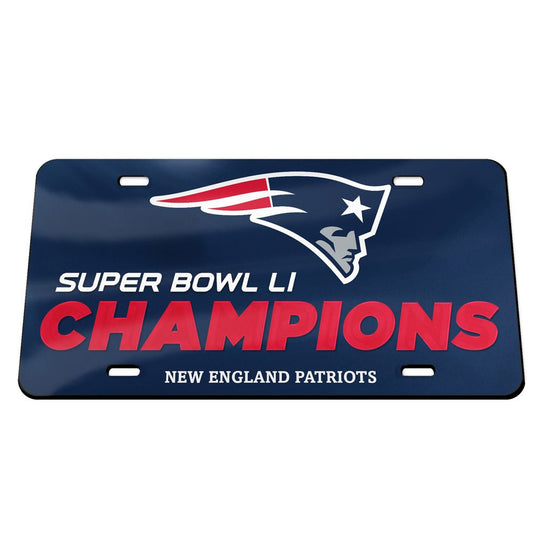 Patriots NFL Super Bowl LI Champions Crystal Mirror License Plate - Fan Shop TODAY