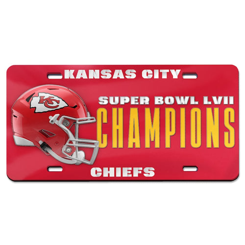 Kansas City Chiefs Super Bowl LVII Champions Acrylic Mirror License Plate - Fan Shop TODAY