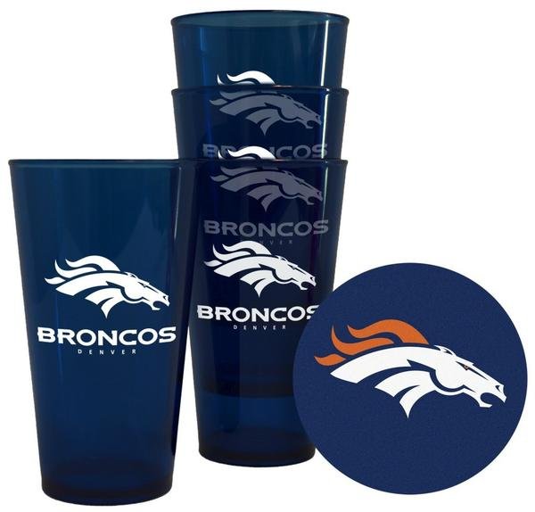 Denver Broncos NFL Plastic Pint Glass & Coasters Set - Fan Shop TODAY